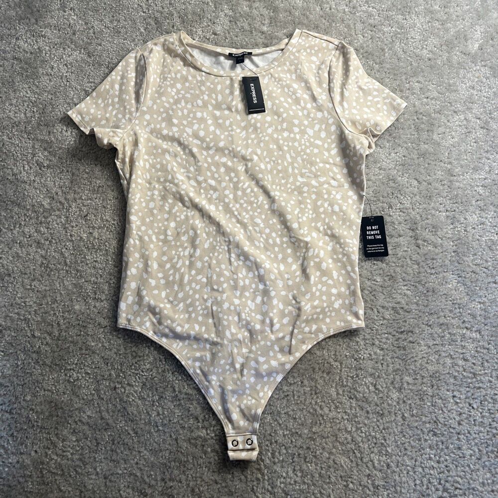 NWT Express Animal Print Short Sleeve One Piece Bodysuit Women's Large